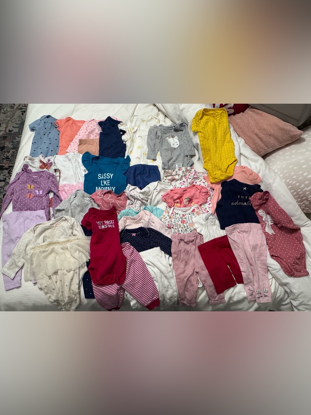 Mixed Baby Girl Clothing Bundle - Assorted Pink, Gray, Yellow, Blue